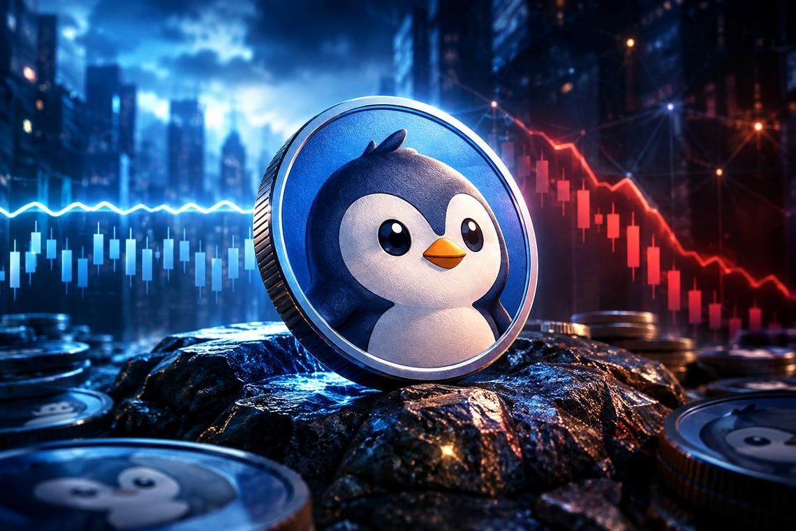Pengu trades at $0.007844 below all three daily EMAs