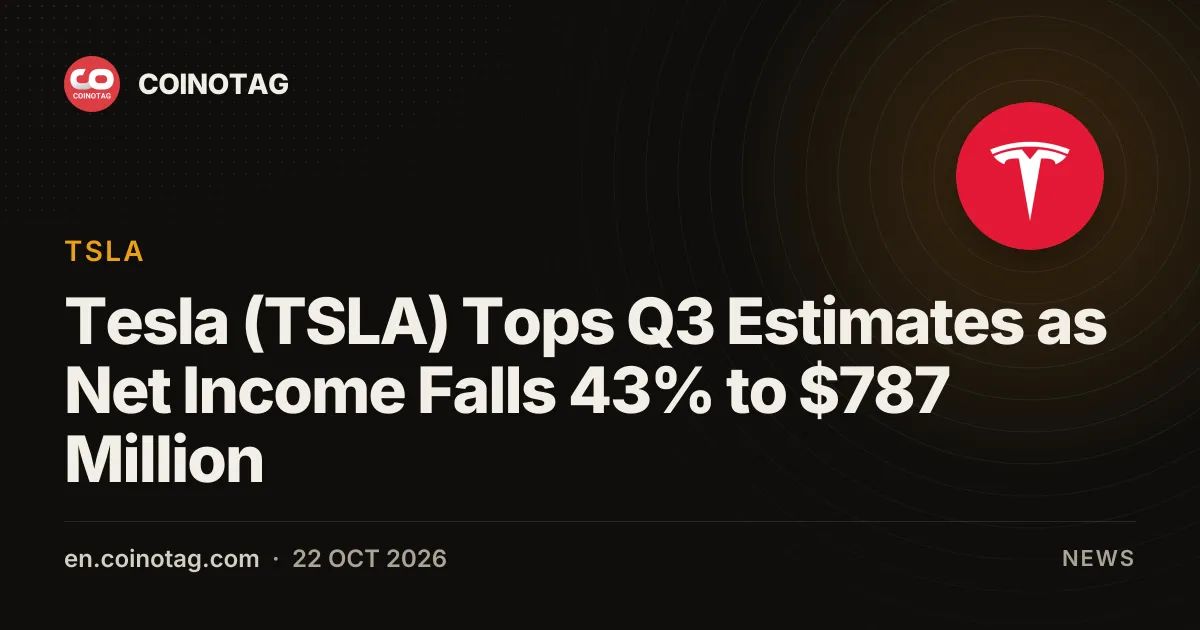 Tesla (TSLA) Tops Q3 Estimates as Net Income Falls 43% to $787 Million