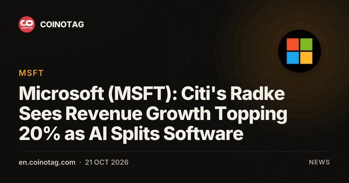 Microsoft (MSFT): Citi's Radke Sees Revenue Growth Topping 20% as AI Splits Software