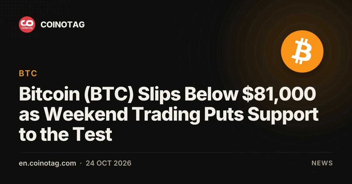 Bitcoin (BTC) Slips Below $81,000 as Weekend Trading Puts Support to the Test
