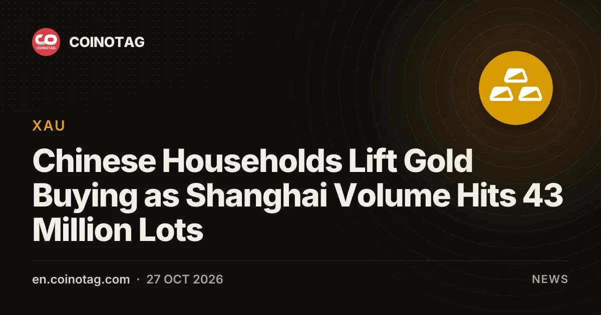Chinese Households Lift Gold Buying as Shanghai Volume Hits 43 Million Lots