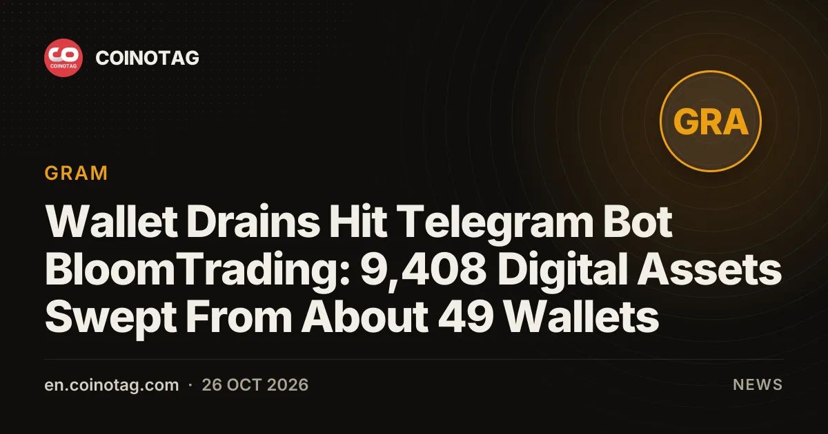 Wallet Drains Hit Telegram Bot BloomTrading: 9,408 Digital Assets Swept From About 49 Wallets