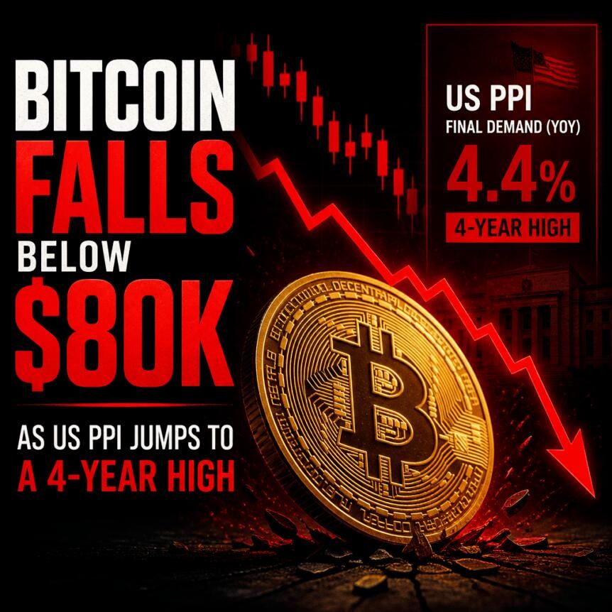 Bitcoin Falls Below $80K as US PPI Jumps to a 4-Year High