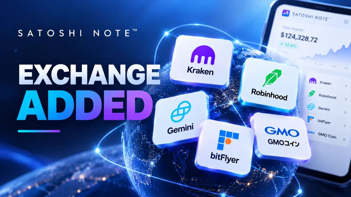Satoshi Note™ Adds Five Overseas Exchanges Including Kraken, Robinhood and Gemini, Expanding Global Asset Sync