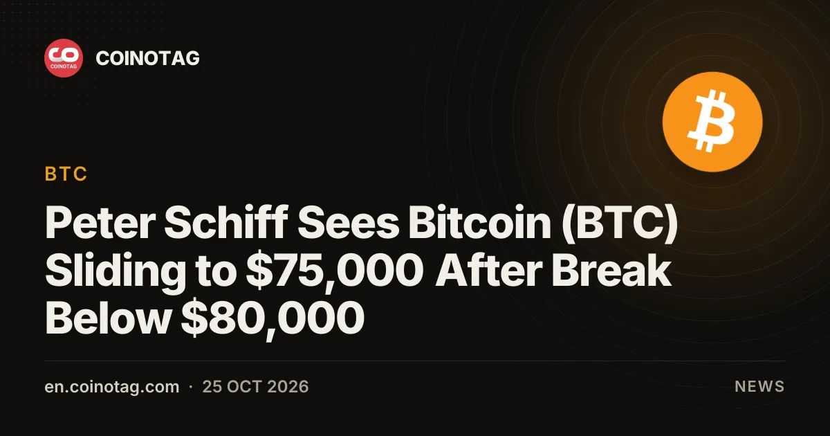 Peter Schiff Sees Bitcoin (BTC) Sliding to $75,000 After Break Below $80,000