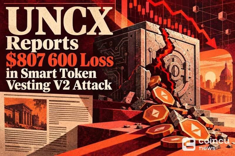 UNCX Reports $807,600 Loss in Smart Token Vesting V2 Attack