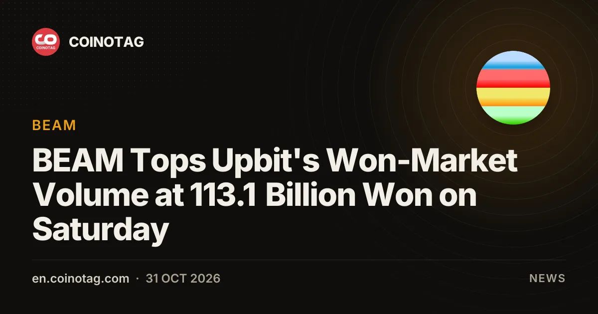 BEAM Tops Upbit's Won-Market Volume at 113.1 Billion Won on Saturday