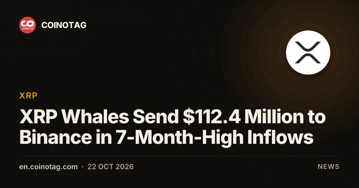 XRP Whales Send $112.4 Million to Binance in 7-Month-High Inflows