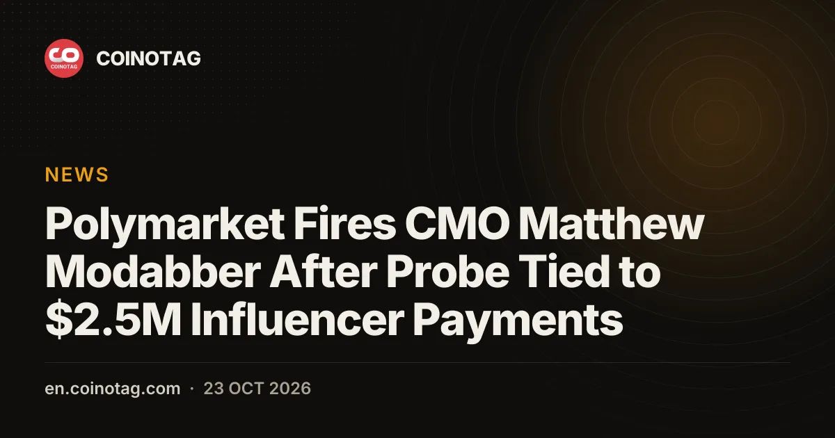 Polymarket Fires CMO Matthew Modabber After Probe Tied to $2.5M Influencer Payments