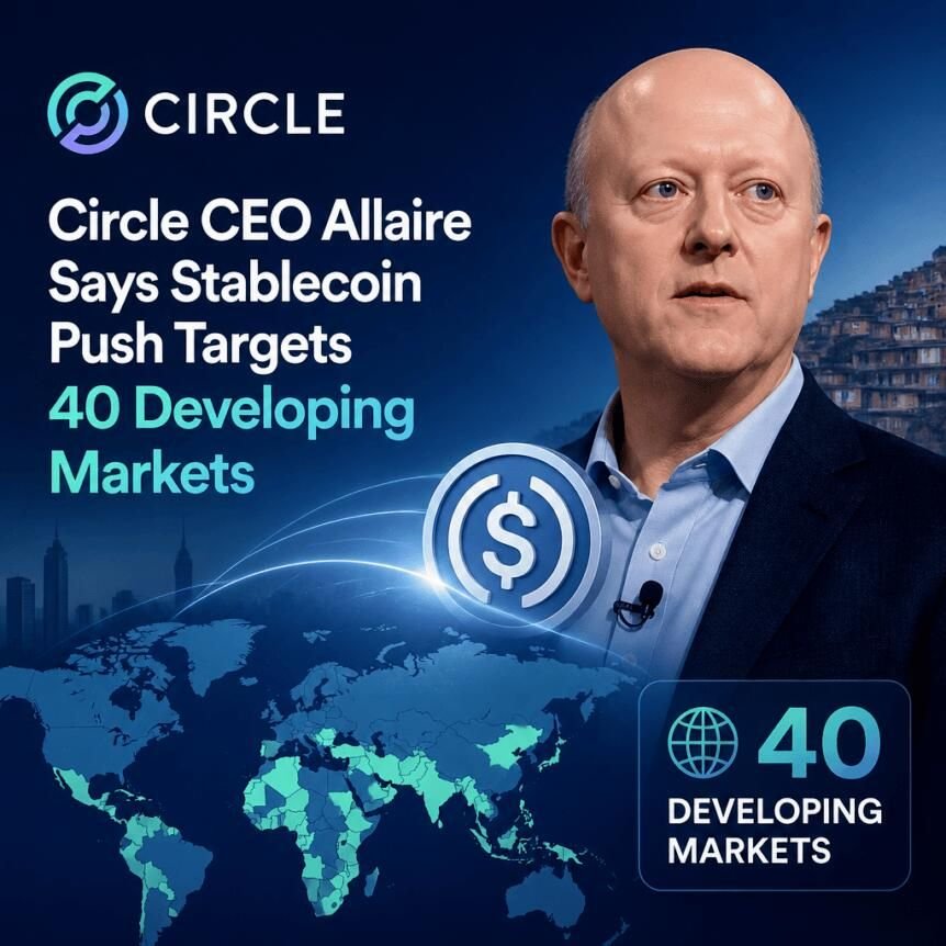 Circle CEO Allaire Says Stablecoin Push Targets 40 Developing Markets