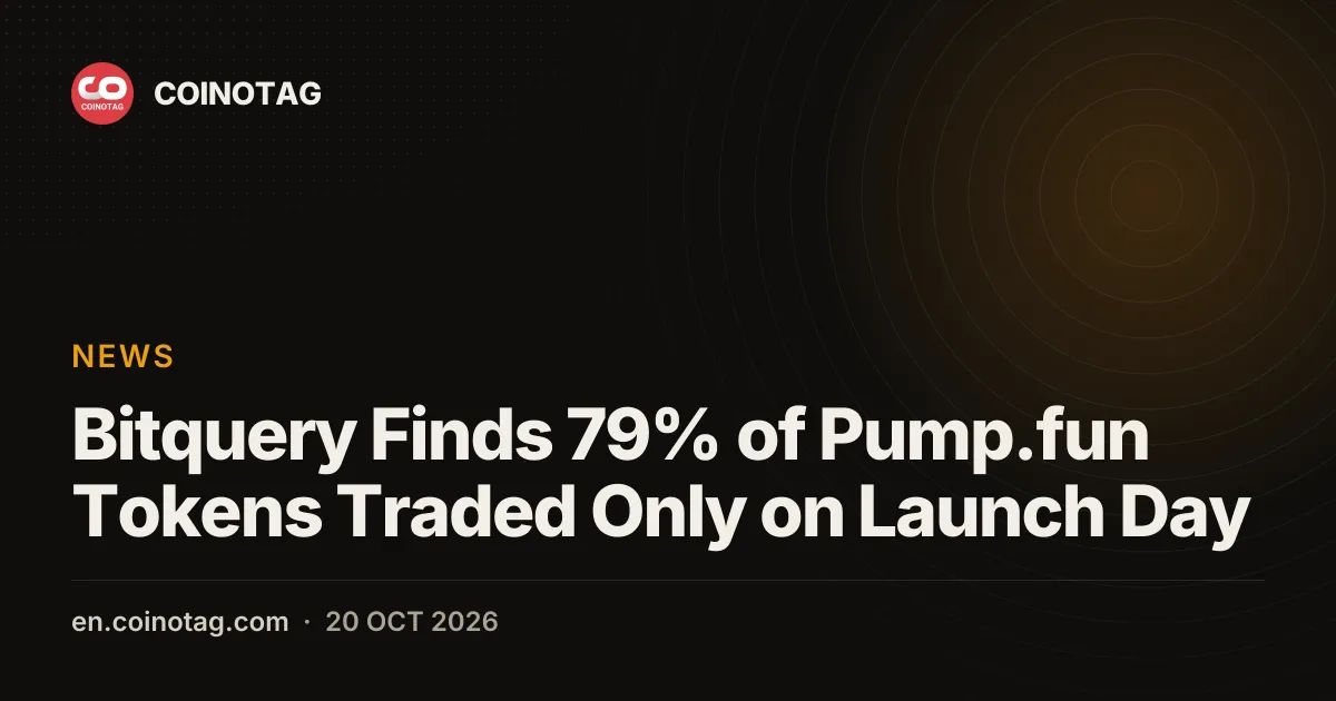 Bitquery Finds 79% of Pump.fun Tokens Traded Only on Launch Day