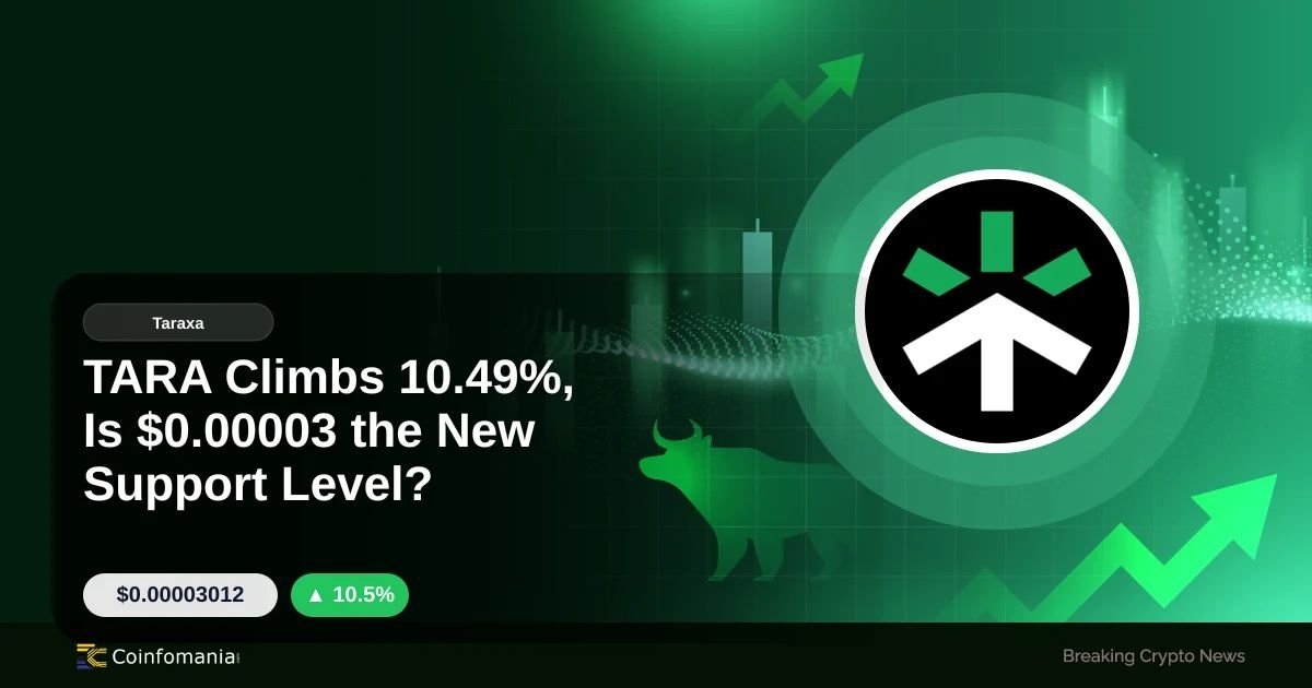 TARA Climbs 10.49%, Is $0.00003 the New Support Level?