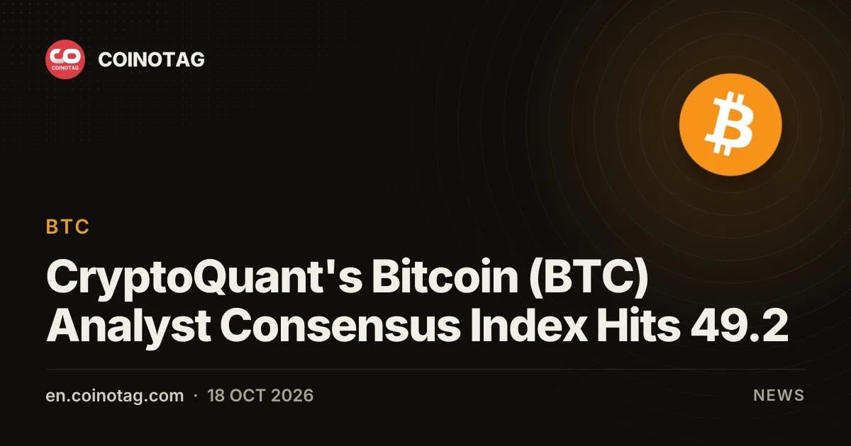 CryptoQuant's Bitcoin (BTC) Analyst Consensus Index Hits 49.2