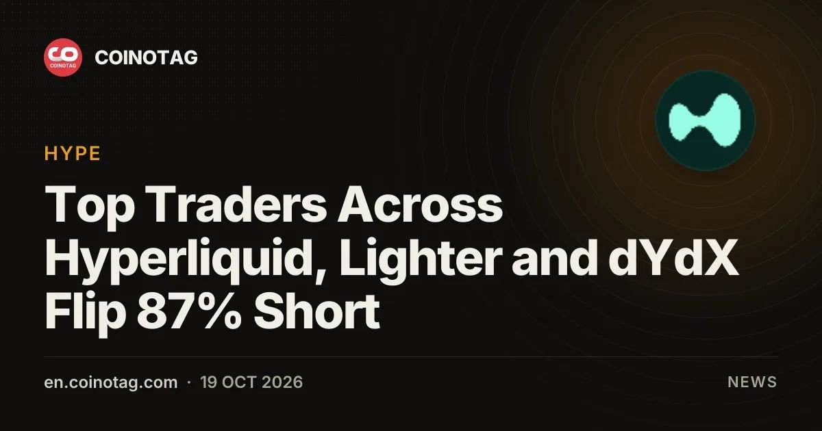 Top Traders Across Hyperliquid, Lighter and dYdX Flip 87% Short