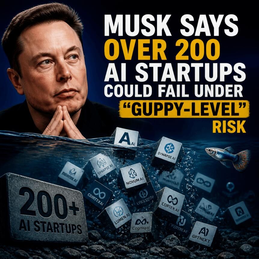 Musk Says Over 200 AI Startups Could Fail Under “Guppy-Level” Risk