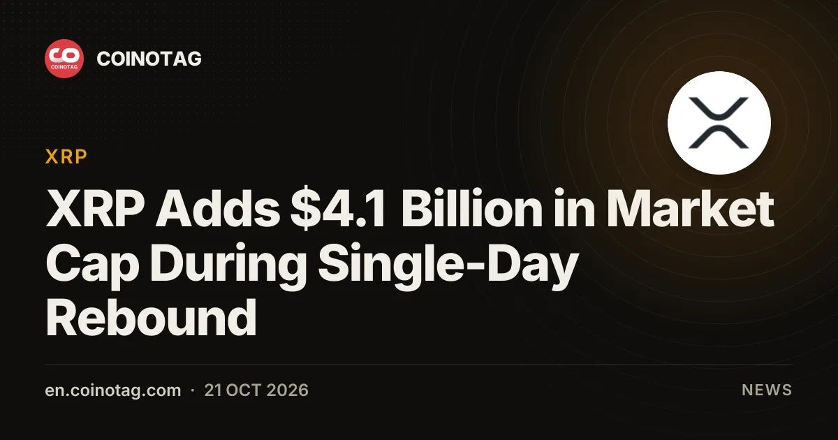 XRP Adds $4.1 Billion in Market Cap During Single-Day Rebound