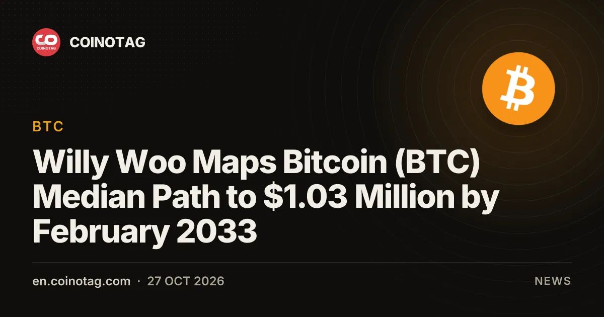 Willy Woo Maps Bitcoin (BTC) Median Path to $1.03 Million by February 2033