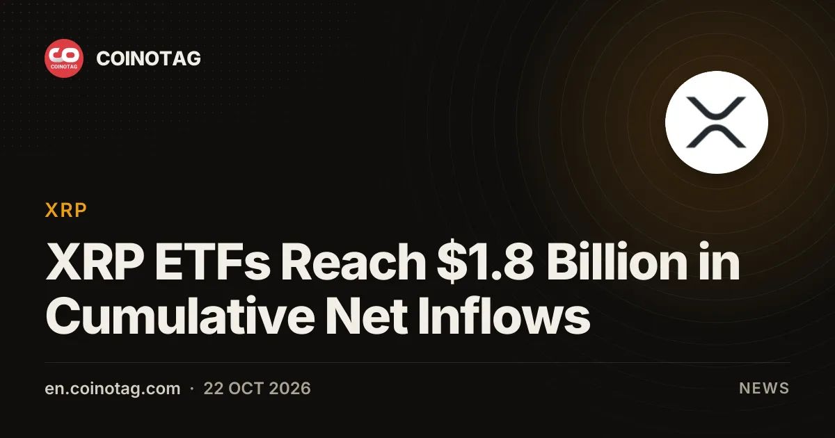 XRP ETFs Reach $1.8 Billion in Cumulative Net Inflows