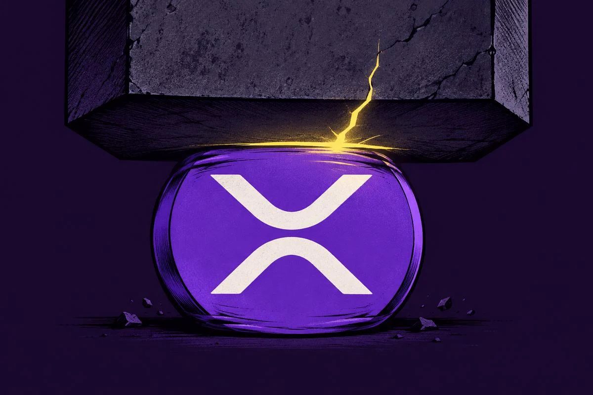 XRP remains below all three daily EMAs despite improving momentum