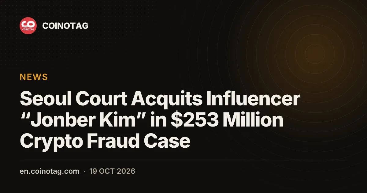 Seoul Court Acquits Influencer “Jonber Kim” in $253 Million Crypto Fraud Case