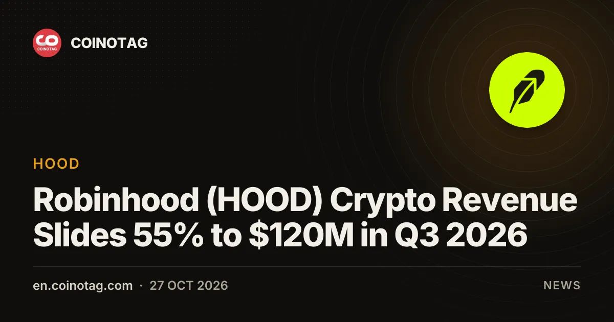 Robinhood (HOOD) Crypto Revenue Slides 55% to $120M in Q3 2026