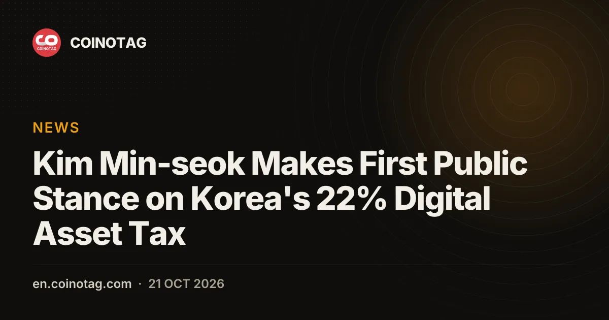 Kim Min-seok Makes First Public Stance on Korea's 22% Digital Asset Tax