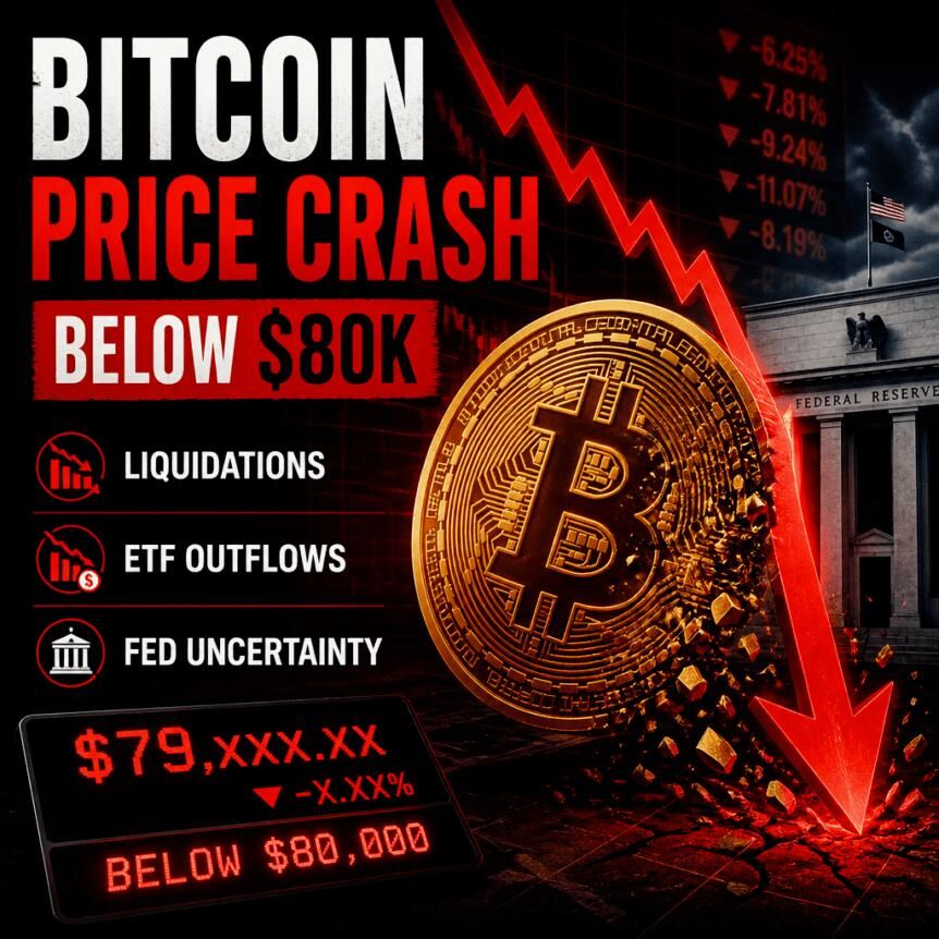 Bitcoin Price Crash Below $80K: Liquidations, ETF Outflows and Fed Uncertainty