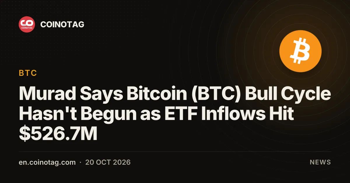 Murad Says Bitcoin (BTC) Bull Cycle Hasn't Begun as ETF Inflows Hit $526.7M