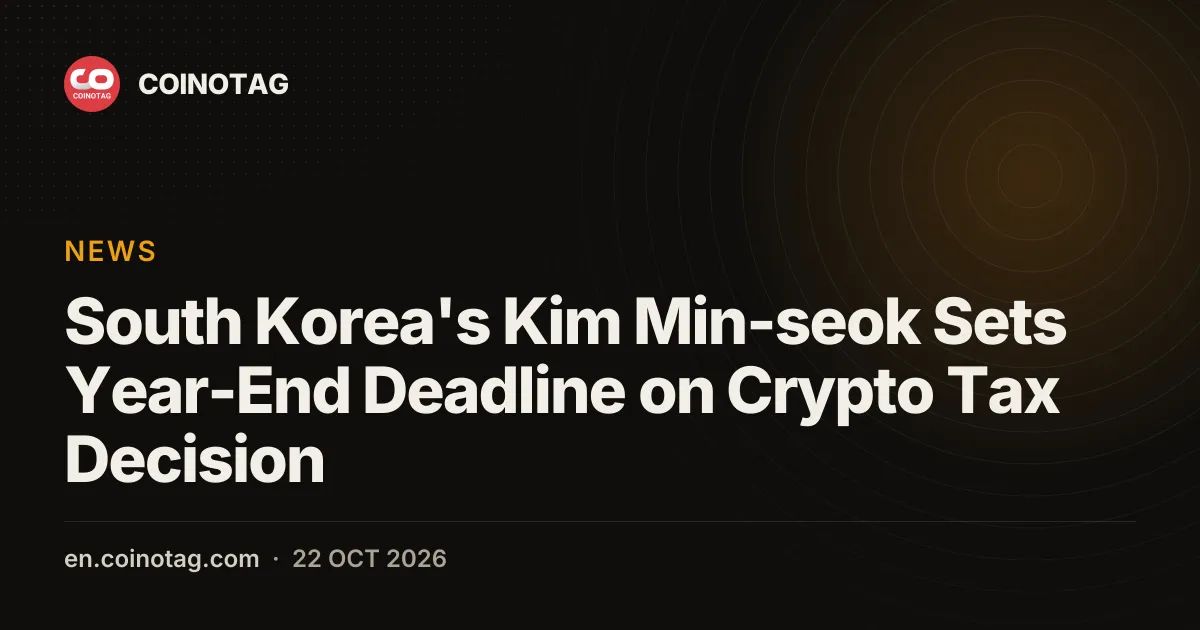 South Korea's Kim Min-seok Sets Year-End Deadline on Crypto Tax Decision